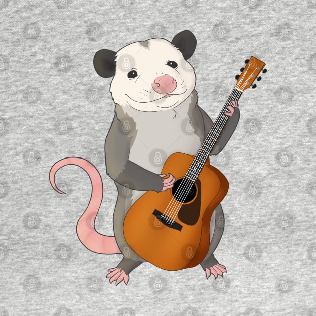 Opossum playing guitar by Mehu Art